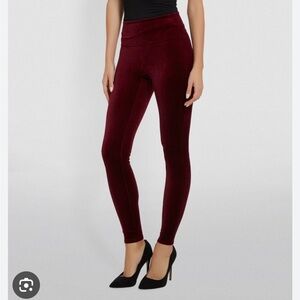 Spanx Burgundy Red Velvet Leggings Sz small